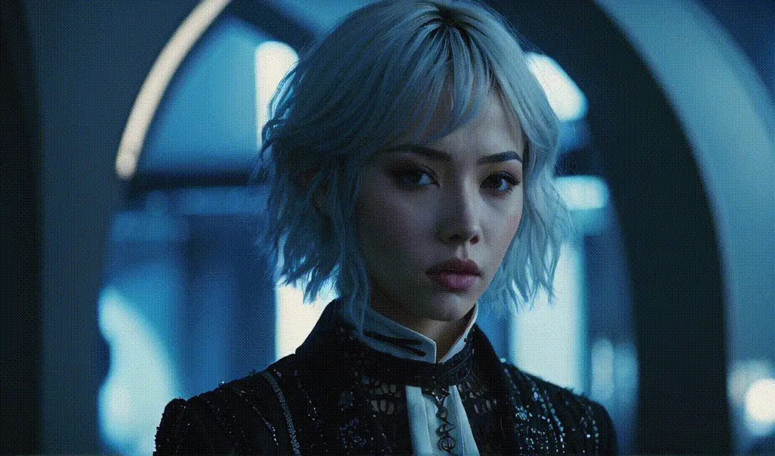 AI generated scene of a woman in futuristic environment